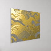 海波黒灰色の背景を持つ金箔 箔ポスター (レイダウン)