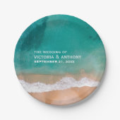 海波、ビーチ結婚式 ペーパープレート (正面)