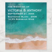 海波、ビーチ結婚式 ワインラベル (シングルラベル)
