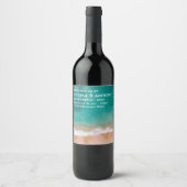 海波、ビーチ結婚式 ワインラベル (正面)