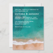 海波、ビーチ結婚式 招待状 (正面)