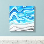 海波 | ブルー抽象芸術絵を描ズ キャンバスプリント (インサイチュ (ウッドフロア))