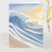 海波 | 水色(青) カード (黄色い花)