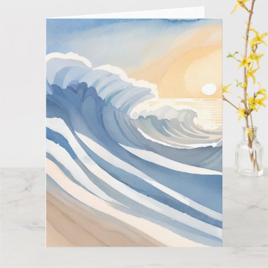 海波 | 水色（青） カード (黄色い花)