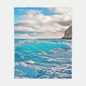 海波:青い水平線 フリースブランケット (正面)