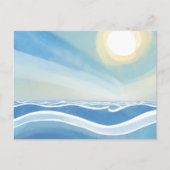 海波 | 青モダン水色はがき ポストカード (正面)