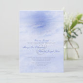海波：青淡い色の結婚式招待状 招待状 (スタンド正面)