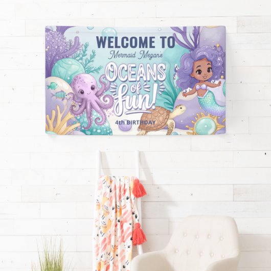 海洋おもしろいマーメイド誕生日V2 ID1142 横断幕 (インサイチュ)
