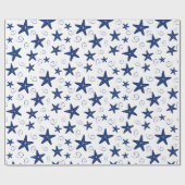 海洋および航海の背景ネイビー・ブルーおよびホワイト ラッピングペーパー (フラット)