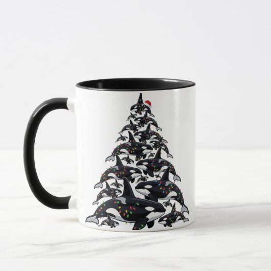 海洋と海洋生物愛のためのシャチのクリスマスツリー マグカップ (左)