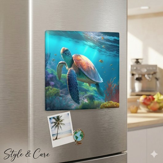 海洋にインスパイアされたカメのイラスト装飾 マグネット