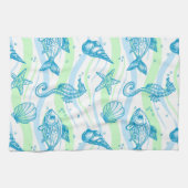 海洋のスケッチパターン キッチンタオル (横)