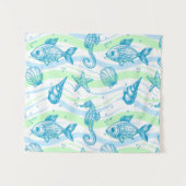 海洋のスケッチパターン タペストリー (正面(横))