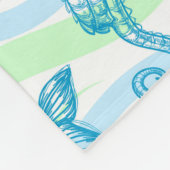 海洋のスケッチパターン フリースブランケット (角)