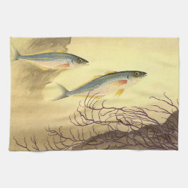 海洋のマグロの魚、ヴィンテージ日本主義アート キッチンタオル