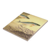 海洋のマグロの魚、ヴィンテージ日本主義アート タイル (側面)