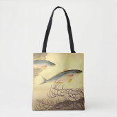 海洋のマグロの魚、ヴィンテージ日本主義アート トートバッグ (正面)