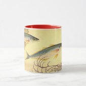 海洋のマグロの魚、ヴィンテージ日本主義アート マグカップ (中央)