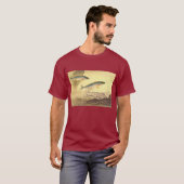 海洋のマグロの魚、ヴィンテージ日本主義アート Tシャツ (正面フル)