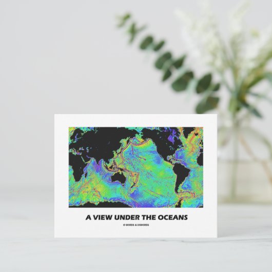 海洋の下のビュー(地理世界地図) ポストカード (スタンド正面)