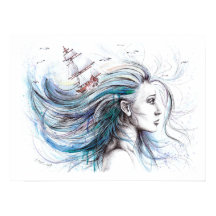 海洋の少女 海洋シュールレアリズム絵画 アート