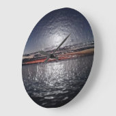 海洋の日没、波立つ水柱時計 ラージ壁時計 (傾斜)