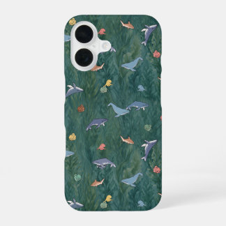 海洋の生き物 (クジラ、タコ、サメ) iPhone 16ケース