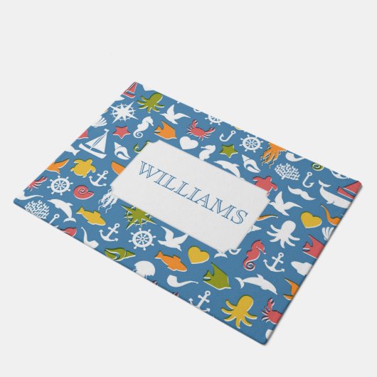 海洋の記号パターン|はあなたの名前を加えます ドアマット (アングル)