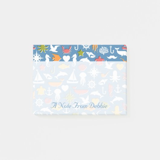 海洋の記号パターン|はあなたの名前を加えます ポストイット (正面)