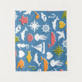 海洋の記号パターン タペストリー (正面)