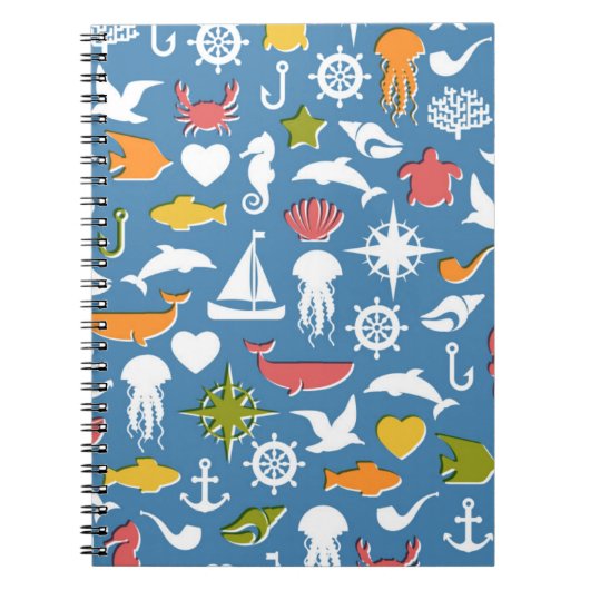 海洋の記号パターン ノートブック (正面)