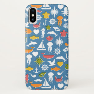 海洋の記号パターン iPhone X ケース