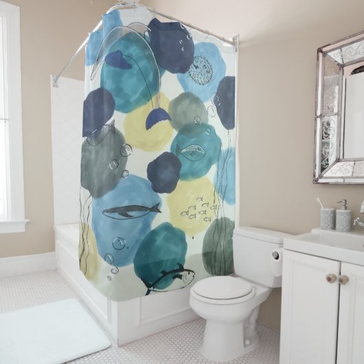 海洋をテーマにした魚の海の生活シャワーカーテン シャワーカーテン (インサイチュ)