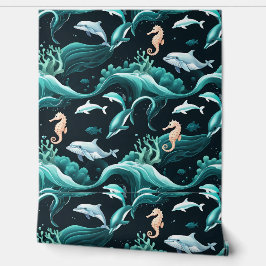 海洋イルカとシーホースの皮とスティック 壁紙