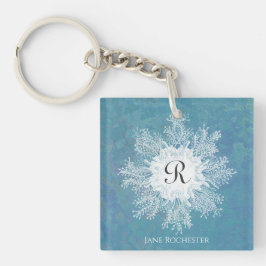 海洋エレガントサンゴ青グリーンコーラルモノグラム キーホルダー