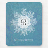 海洋エレガントサンゴ青グリーンコーラルモノグラム マウスパッド (正面)