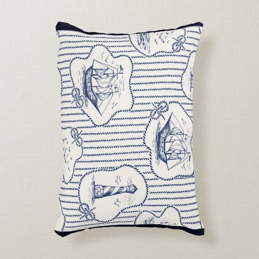 海洋エレメント船ノットマリーンストライプ灯台 アクセントクッション (正面(垂直))