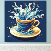 海洋コーヒースプラッシュ キャンバスプリント (インサイチュ (ウッドフロア))