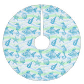 海洋スケッチパターン ブラッシュドポリエステルツリースカート (正面)