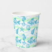 海洋スケッチパターン 紙コップ (裏面)