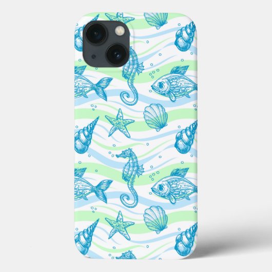 海洋スケッチパターン Case-Mate iPhoneケース (裏面)