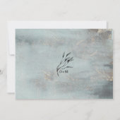 海洋ティール(緑がかった色)水の色と金ゴールド写真の保存日付 セーブザデート (裏面)