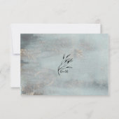 海洋ティール（緑がかった色）水彩書道結婚式RSVP 出欠カード (裏面)