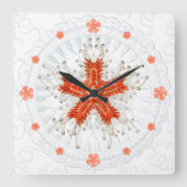 海洋テクスチャのヴィンテージにすむ赤ヒトデ壁時計 スクエア壁時計 (正面)