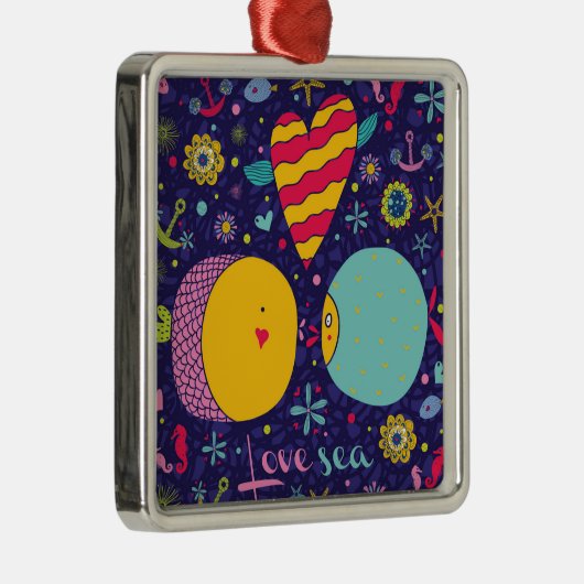 海洋テーマいかりフィッシュヒトヒトシーホース メタルオーナメント (右)