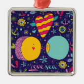 海洋テーマいかりフィッシュヒトヒトシーホース メタルオーナメント (正面)