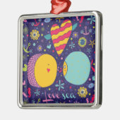 海洋テーマいかりフィッシュヒトヒトシーホース メタルオーナメント (左)