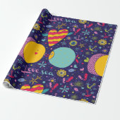 海洋テーマいかりフィッシュヒトヒトシーホース ラッピングペーパー (アンロールド)