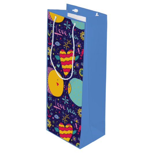 海洋テーマいかりフィッシュヒトヒトシーホース ワインギフトバッグ (正面アングル)