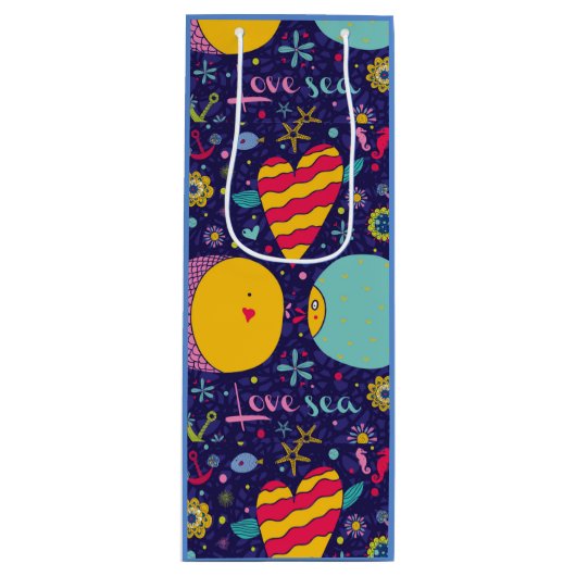 海洋テーマいかりフィッシュヒトヒトシーホース ワインギフトバッグ (正面)